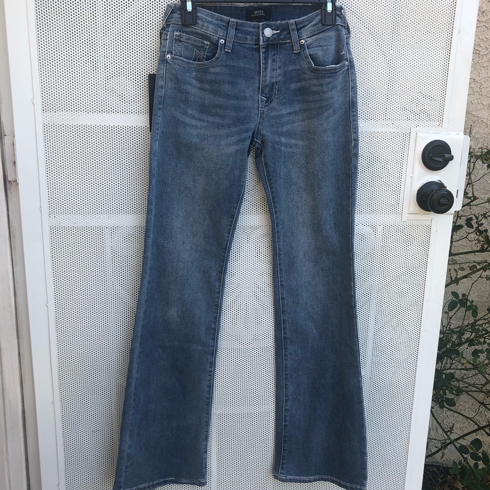 True Religion Mid Blue Bootcut Jeans with Amber Crystal Embellishment - Picture 3 of 11